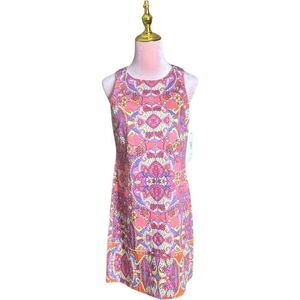 Maggy London Pink and Purple Patterned Dress